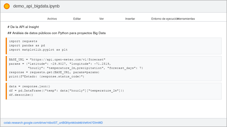 Demostración en Google Colab — 15 min